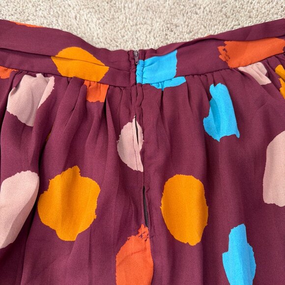 Modcloth Skirt Women 1X Maroon Polka Dot Swing Retro Rockabilly 1950s Pockets - Picture 8 of 9